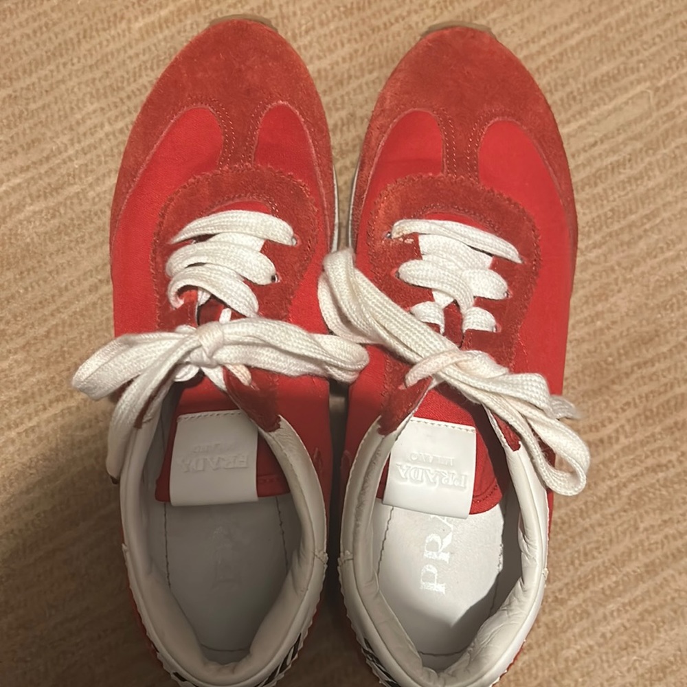 Prada Red Suede Women’s Sneakers